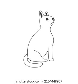 Vista lateral del gato - ilustración en blanco y negro de contorno. Sencillo dibujo vectorial a mano alzada.