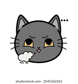 cat sighing On white background