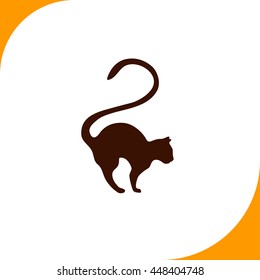 Cat sign. Brown icon on white background