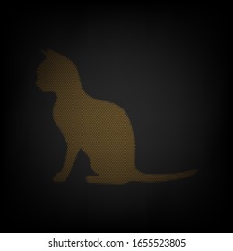 Cat sign. Icon as grid of small orange light bulb in darkness. Illustration.