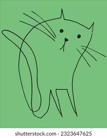 Cat sign illustration image. 
Hand drawn image artwork of cat. 
Simple cute original logo.
Hand drawn vector illustration for posters, cards, t-shirts.