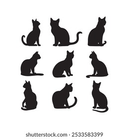 Cat silhouette 2D flat illustration