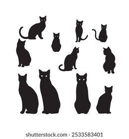 Cat silhouette 2D flat illustration