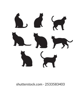 Cat silhouette 2D flat illustration