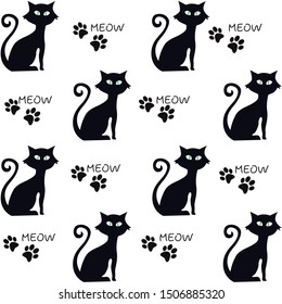 Cat silhouette, art, vector illustration