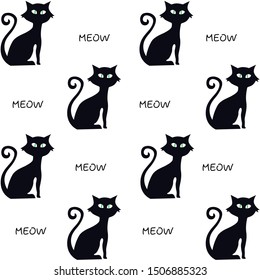 Cat silhouette, art, vector illustration