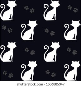 Cat silhouette, art, vector illustration