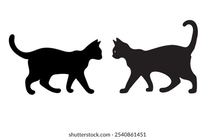 Cat silhouette, black silhouette cat full body, cat silhouette icon