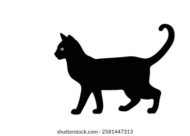 Cat Silhouette. Black cat isolated on white background