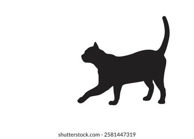 Cat Silhouette. Black cat isolated on white background. Vector illustration of element for design decoration.