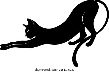 Cat silhouette. Black cat. Mystical cat. Vector illustration.