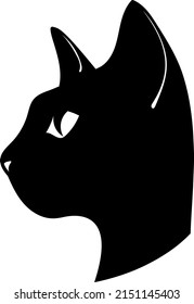 Silueta de gato. Gato negro. Gato místico. Ilustración vectorial.