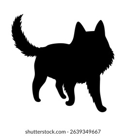 Cat silhouette. Black cat shape isolated on white background. Hand drawn illustration, flat design. Vector kitty pose