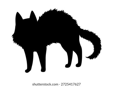 Cat silhouette. Black cat shape isolated on white background. Hand drawn illustration, flat design. Vector kitty pose