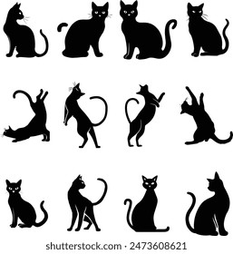 Silueta de gato Vector negro de un gato