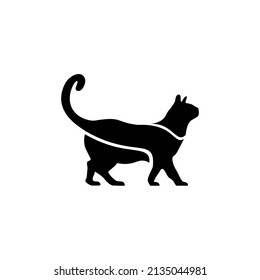 cat silhouette in black and white 3 stripes style