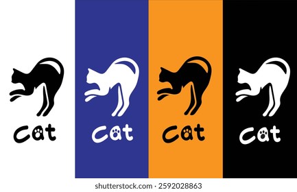Cat silhouette black and white color for your  logo, symbol and icon