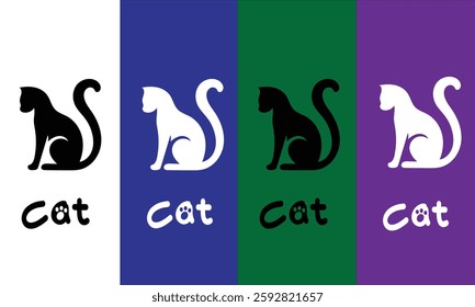 Cat silhouette black and white color for your  logo, symbol and icon