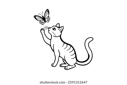 cat silhouette of a butterfly on a white background