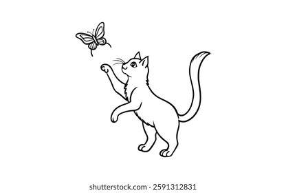 cat silhouette of a butterfly on a white background
