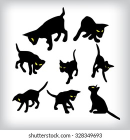 Cat silhouette character set