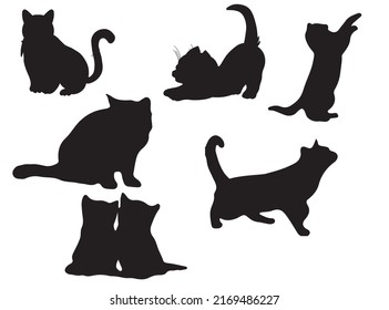 Cat Silhouette Clipart Vector Illustrator Eps 10