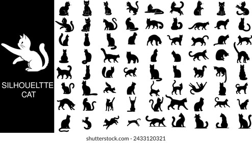 Cat Silhouette Collection, featuring elegant cat shapes that convey the elegance and mystery of cats through silhouette art