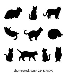 cat silhouette collection vector illustration isolated white background