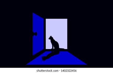 Cat silhouette color vector illustration.