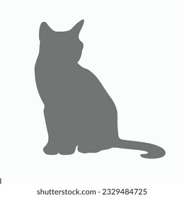 Cat Silhouette with Curled Tail , Feline and Pet Vector Design