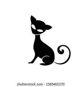 cat silhouette doodle icon vector hand drawing 