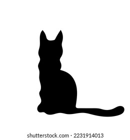 cat silhouette, drawing, vector illustration