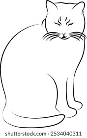 Cat silhouette. Cat drawn with lines. Vector illustration.