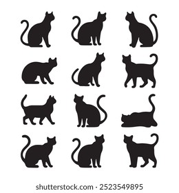 cat silhouette flat Vector illustration 