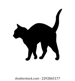 cat silhouette, frightened, scared  vector, animal, pet