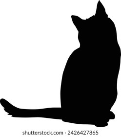 Cat silhouette full body illustration