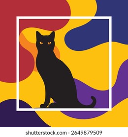 Fondo geométrico de la silueta del gato con la Ilustración vectorial abstracta del estilo

