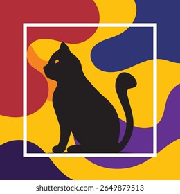 Katze Silhouette geometrischen Hintergrund mit abstrakten Stil Vektorgrafik
