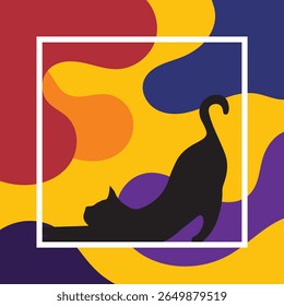 Cat silhouette geometric background with abstract style vector illustration
