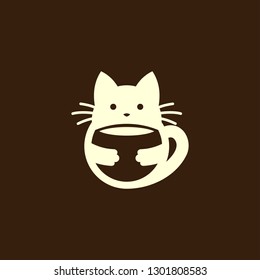 Cat silhouette holding a cup or bowl