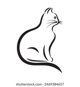 Cat silhouette icon black color Cat sitting symbol illustration.