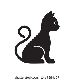 Cat silhouette icon black color Cat sitting symbol illustration.