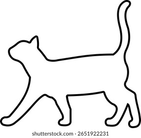 Cat silhouette icon. Black cat outline icon vector isolated on transparent background. Perfect for logos, decals, apparel design. Vector illustration.