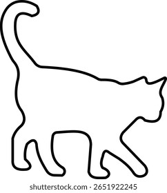 Cat silhouette icon. Black cat outline icon vector isolated on transparent background. Perfect for logos, decals, apparel design. Vector illustration.