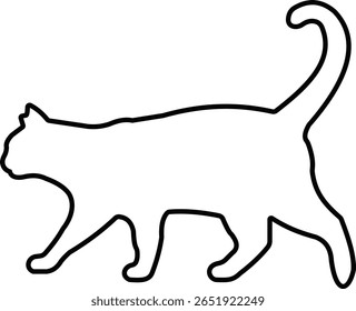 Cat silhouette icon. Black cat outline icon vector isolated on transparent background. Perfect for logos, decals, apparel design. Vector illustration.