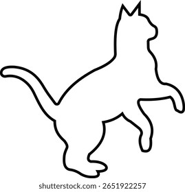 Cat silhouette icon. Black cat outline icon vector isolated on transparent background. Perfect for logos, decals, apparel design. Vector illustration.