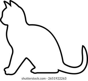 Cat silhouette icon. Black cat outline icon vector isolated on transparent background. Perfect for logos, decals, apparel design. Vector illustration.