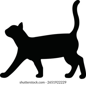 Cat silhouette icon. Black cat icon vector isolated on transparent background. Perfect for logos, decals, apparel design. Vector illustration.