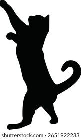 Cat silhouette icon. Black cat icon vector isolated on transparent background. Perfect for logos, decals, apparel design. Vector illustration.