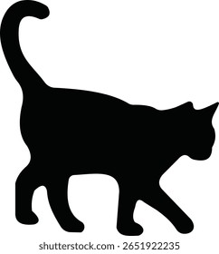 Cat silhouette icon. Black cat icon vector isolated on transparent background. Perfect for logos, decals, apparel design. Vector illustration.